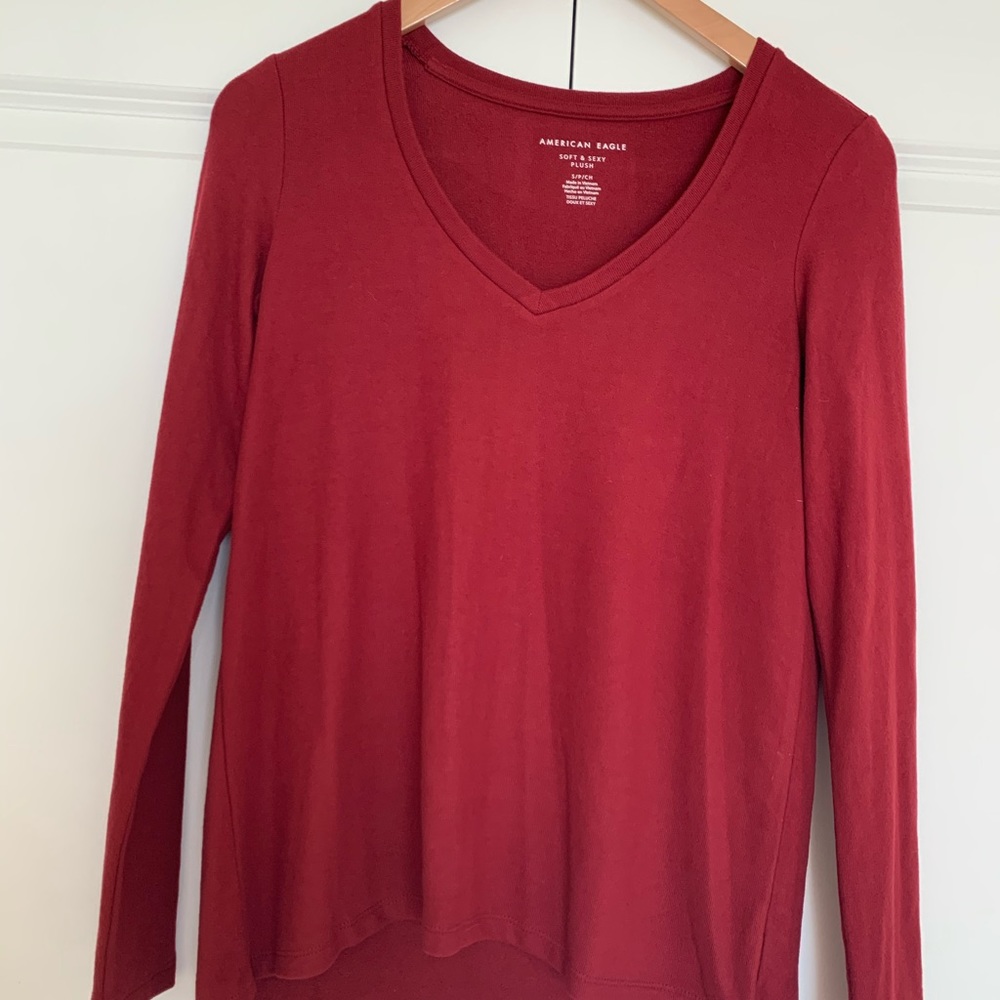 AE Soft & Sexy Plush VNeck in Red